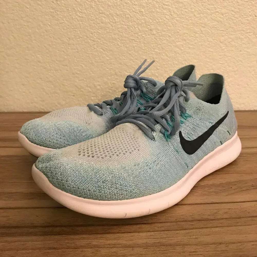 Nike Womens Free RN Flyknit 2017 880844-402 Blue Running Shoes Sneakers Size 9 - Picture 2 of 7
